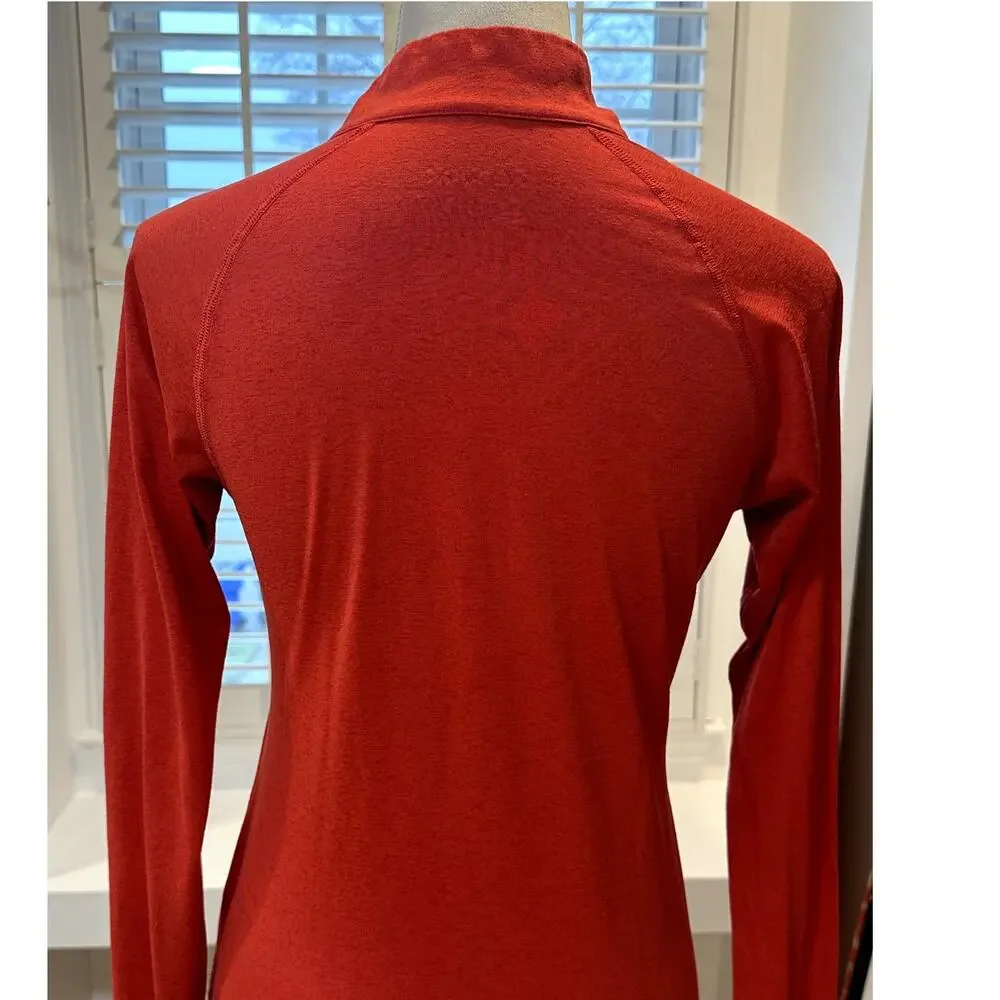 Reebok Women's Orange Performance Heather Quarter Zip Long Sleeve Shirt S